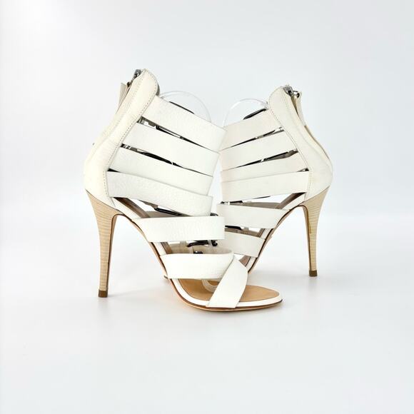 Giuseppe Zanotti Strappy Buckle White Leather Heeled Sandals 37 - Picture 3 of 10